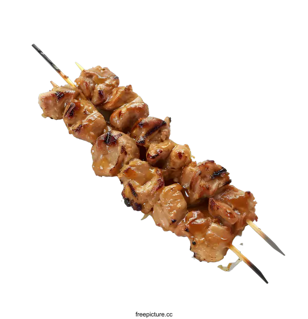 [Transparent Background PNG]Grilled Pork Skewers on White Background