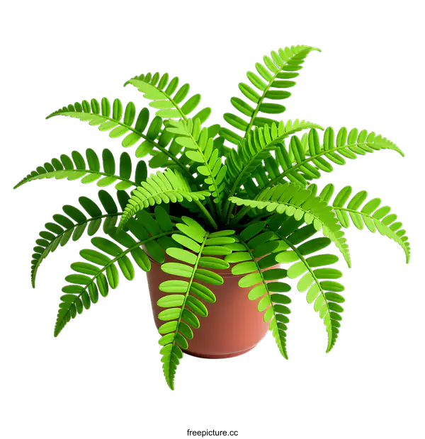 [Transparent Background PNG]Green Fern Plant in Pot Isolated on transparent background