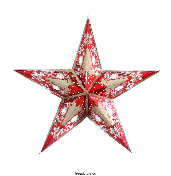 [Transparent Background PNG]Red and Gold Star Decoration
