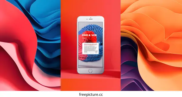 Abstract Colorful 3D Design of Wavy Paper