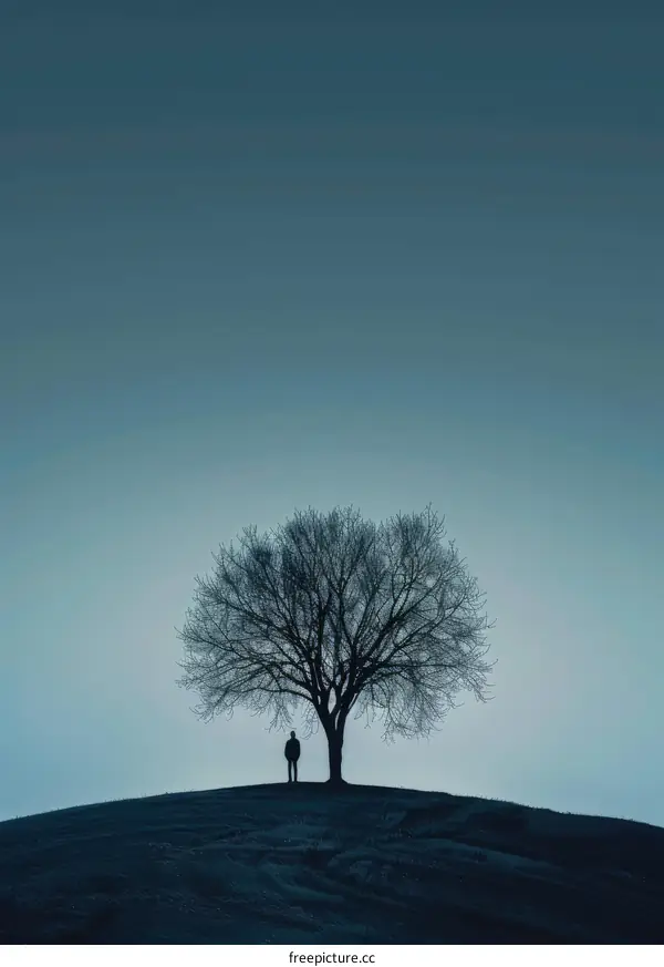 Man Standing Alone Contemplating Nature's Serenity