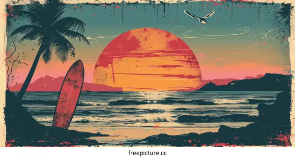 Vintage Grunge Summer Surfing