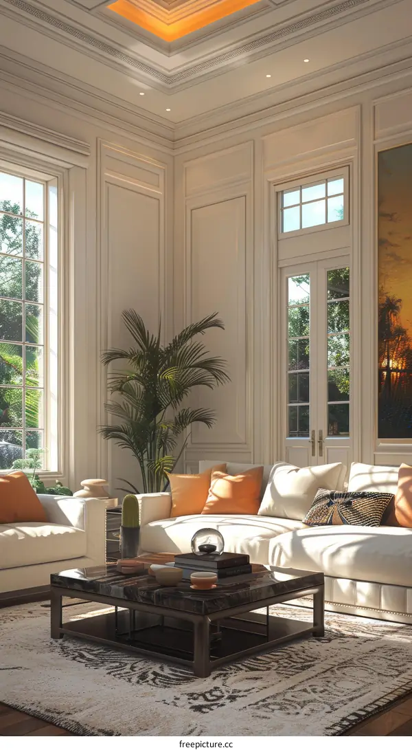 Luxurious Modern Living Room with Elegant Furnishing