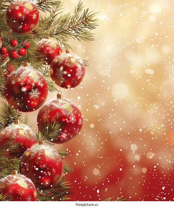 Christmas Tree With Red And Gold Ornaments