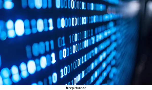 Blue binary code background