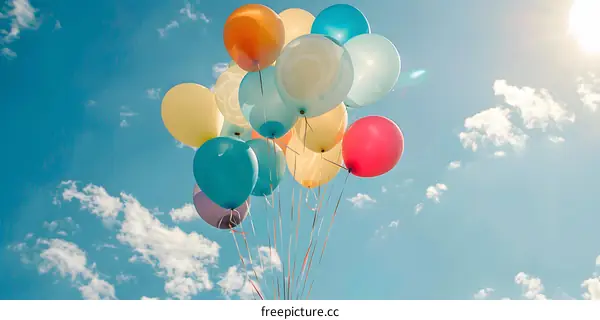 Colorful Balloons Floating in the Sky