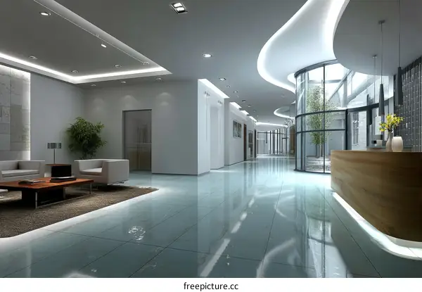 Modern Office Lobby Interior Design Illustration