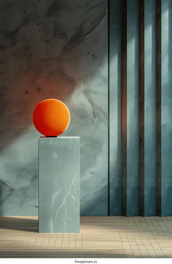 Modern Interior Design with Orange Sphere Lamp