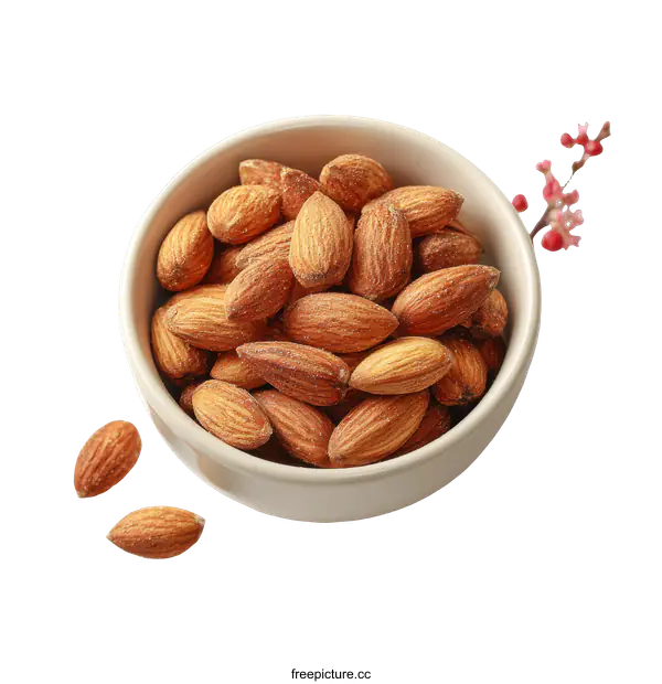 [Transparent Background PNG]Roasted Almonds in a Bowl