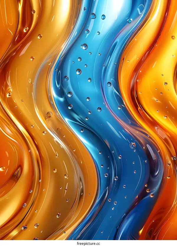 Abstract Blue and Orange Liquid Swirls
