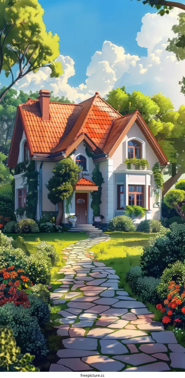 Small European style house with a garden