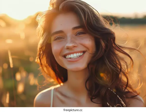 Smiling Woman Outdoors in Golden Light