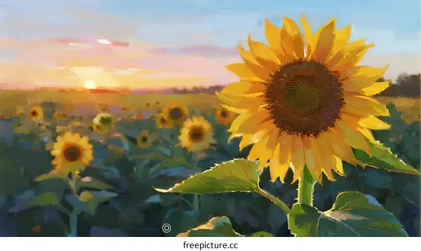 Vibrant Sunflowers in a Field During Golden Hour