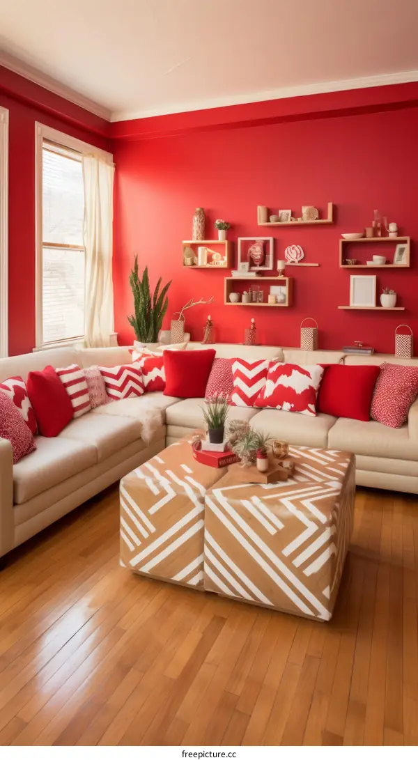 red living room interior design