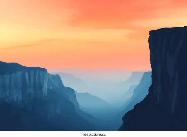 Sunset Over The Mountain Canyon