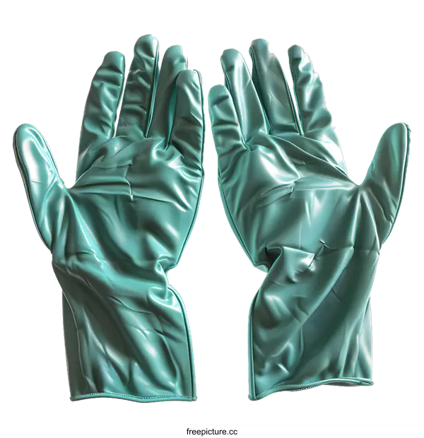 [Transparent Background PNG]Pair of Turquoise Green Leather Gloves