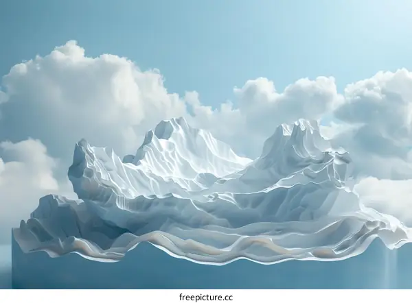 Abstract Ice Mountains Against a Light Sky
