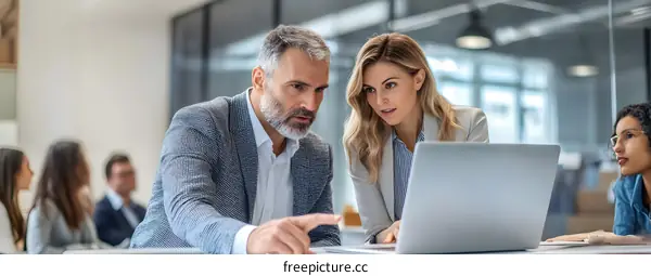 Business Colleagues Working Together on a Laptop