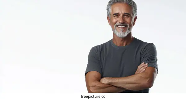 Smiling Man in Gray T-Shirt Portrait