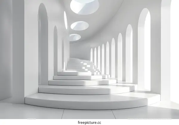 Abstract White Architectural Staircase Design