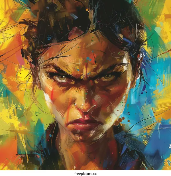 portrait of a woman with colorful background