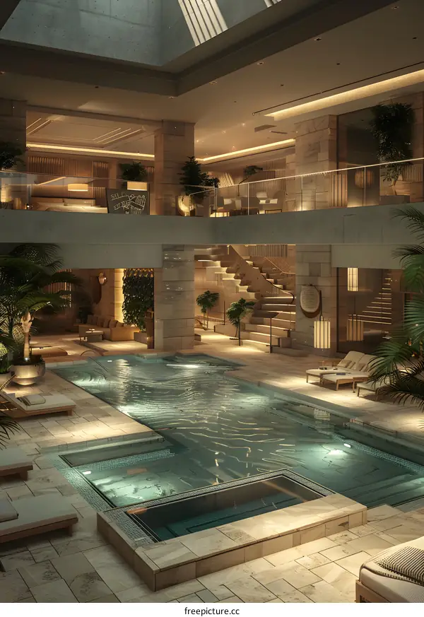 Luxury hotel indoor swimming pool