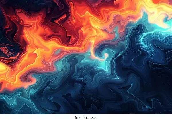 Colorful abstract painting with a blend of red, orange, blue and purple colors