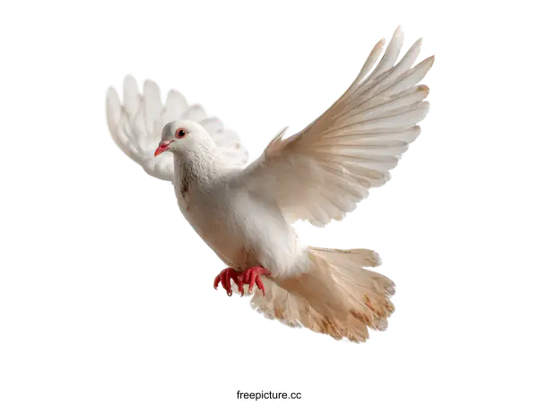 [Transparent Background PNG]White Dove in Flight Against a White Background