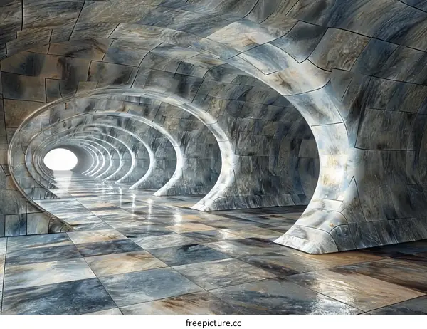 Futuristic Sci-Fi Tunnel with Glowing Light