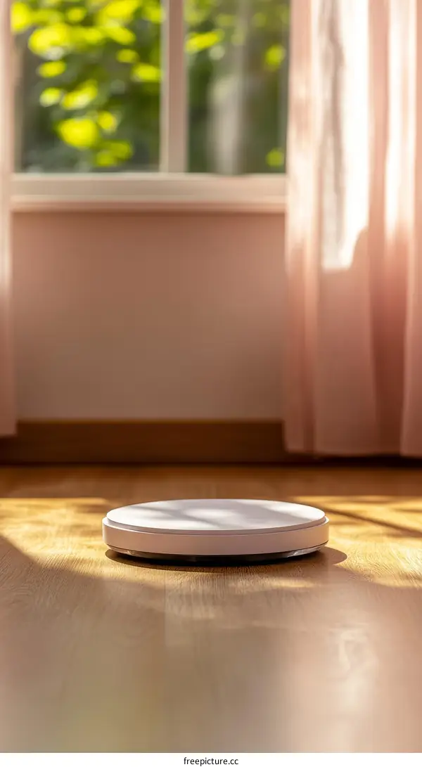 White Round Display Platform in a Room with Window