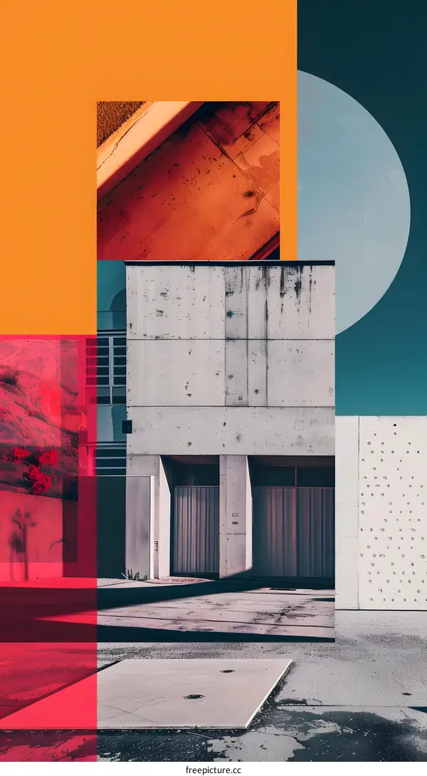 Abstract Architecture Collage with Geometric Shapes and Colors