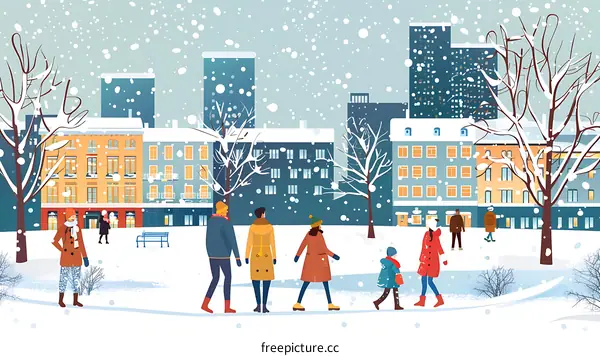 Winter Snow Day in the City