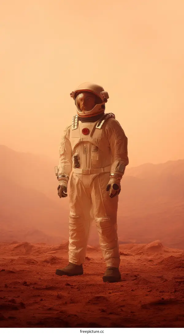 Astronaut on Mars Surface Illustration