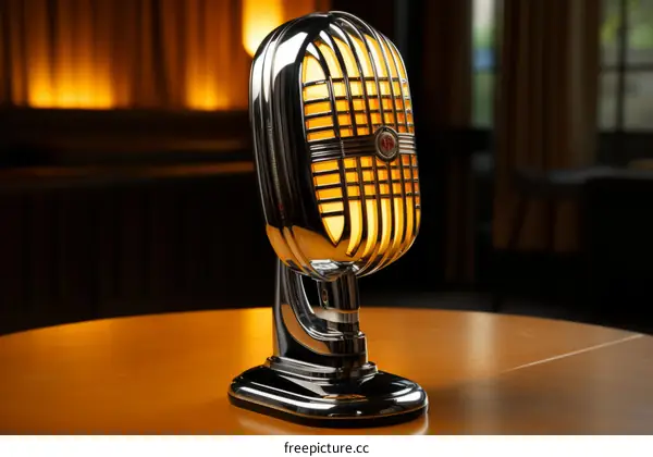 Retro microphone lamp on a table