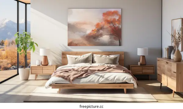 An example of using Chinese style painting to decorate the bedroom