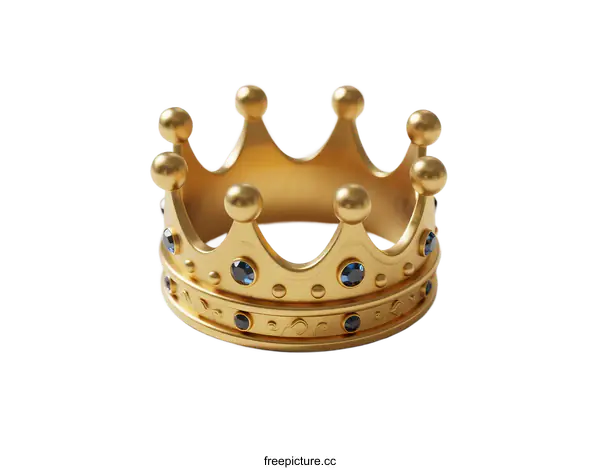 [Transparent Background PNG]A Gold Crown Adorned with Blue Gemstones and Intricate Design Elements