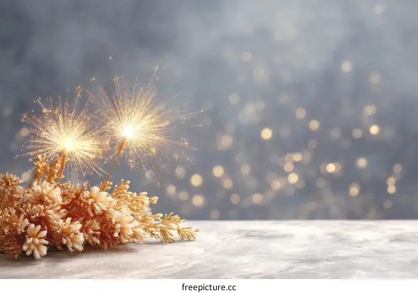 Sparkling Festive Decoration on a Grey Background