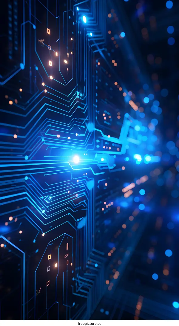 Blue circuit board technology background