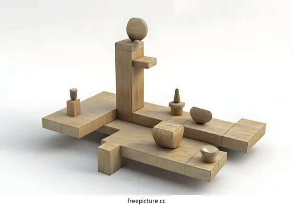 Abstract Wooden Sculpture Minimalist Design