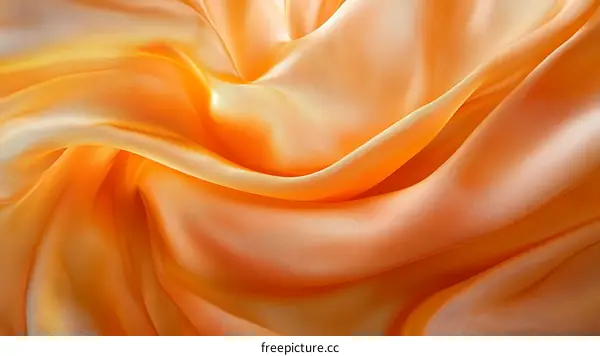 Close-up Orange Silk Fabric Texture