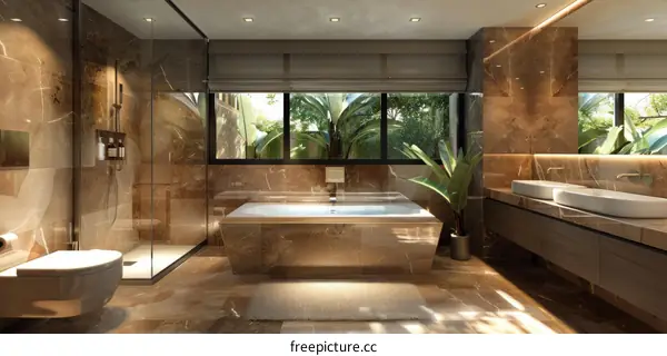 Luxury Modern Bathroom Design with Marble
