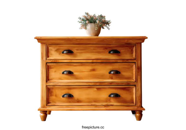 [Transparent Background PNG]Classic Wooden Chest of Drawers Against a Plain Background