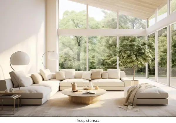 Bright and Airy Living Room With Large Windows and Neutral Decor