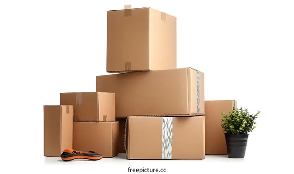 Stacked Cardboard Boxes for Moving