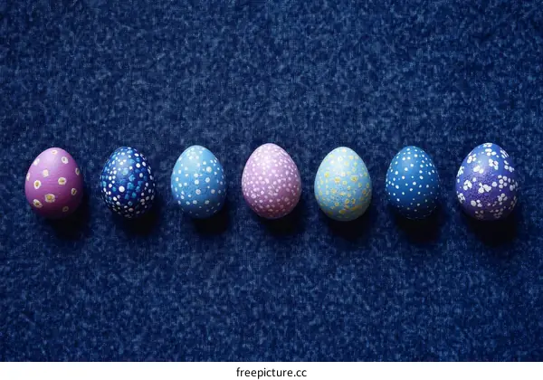 Colorful Easter Eggs on Dark Background