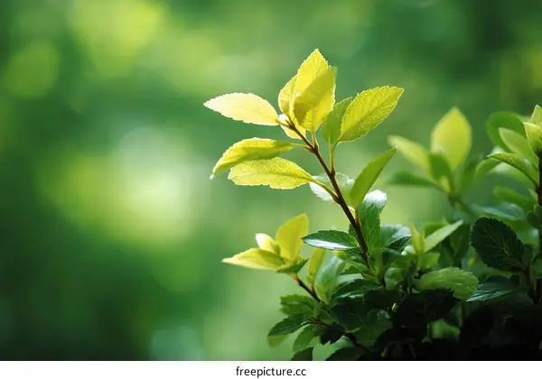 Fresh Green Leaves in Sunlight