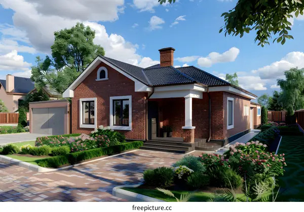 Modern Brick House Exterior Design with Landscaping