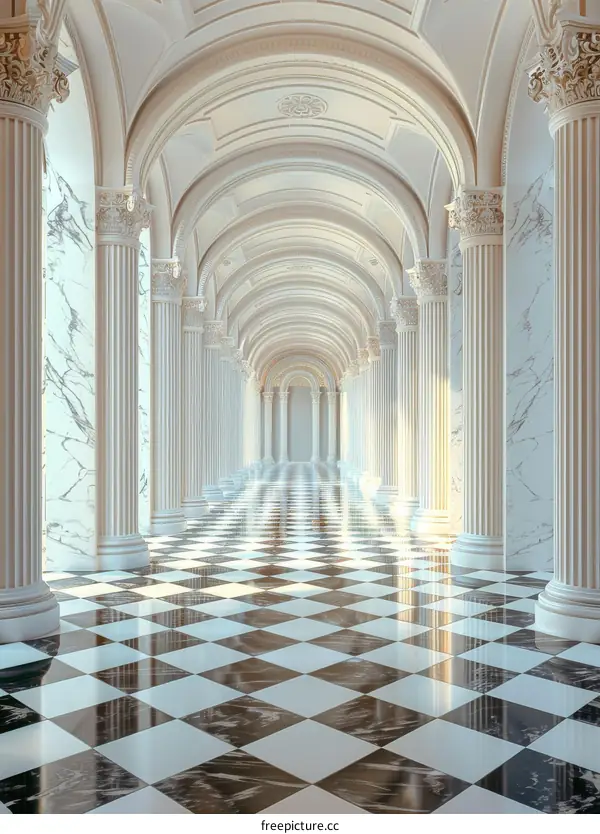 Opulent Hallway with Marble Columns