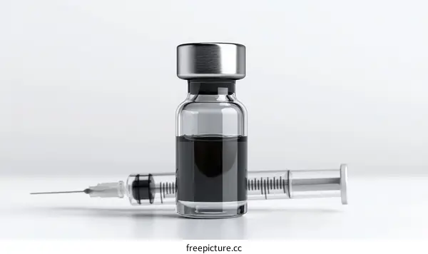 Medical Vaccine Vial and Syringe Illustration