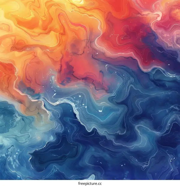 Abstract Colorful Flowing Marble Design